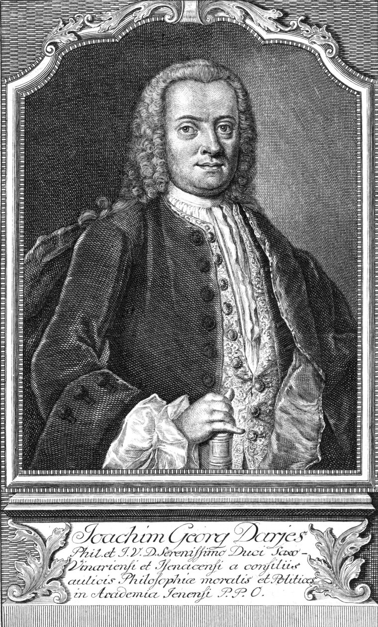 Kaiverrus Joachim Georg Darjes tekijältä Stecher F. T. Feller