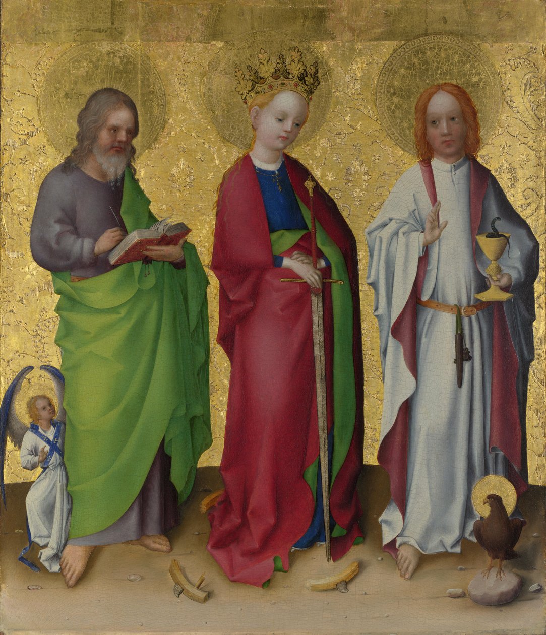 Der heilige Matthäus, Katharina von Alexandrien ja Johannes der Evangelist tekijältä Stefan Lochner