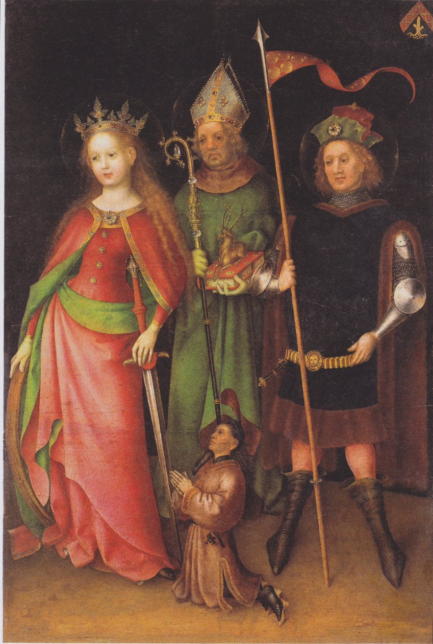 Hl. Katharina, Hubert und Quirinus (Jüngstes-Gericht-Altar) tekijältä Stefan Lochner