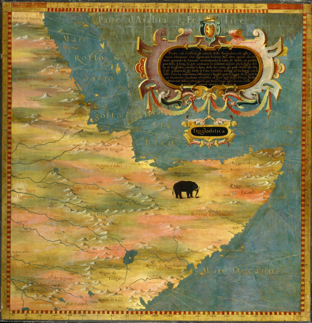 Afrikan sarvi: Etiopia ja Somalia (Afrikka) tekijältä Stefano Bonsignori 1589