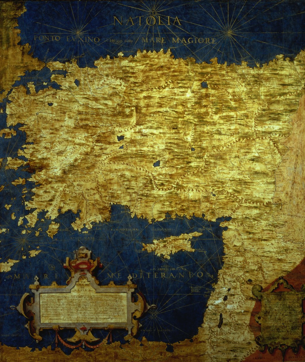 Kuudennentoista vuosisadan Turkin kartta, "Sala delle Carte Geografiche" (Maantieteellisten karttojen sali) 1575 tekijältä Stefano Bonsignori