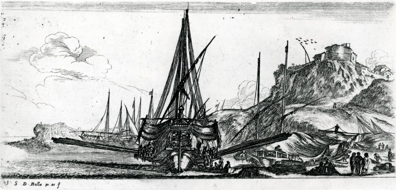 Levy 5 julkaisusta "Divers Embarquements", n. 1640-luku tekijältä Stefano della Bella