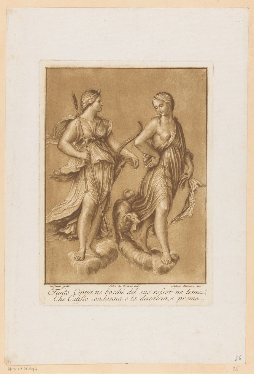 Diana ja Callisto Plafondschilderingen van de Loggia di Galatea in de Villa Farnesina te Rome (sarjan nimi) tekijältä Stefano Mulinari