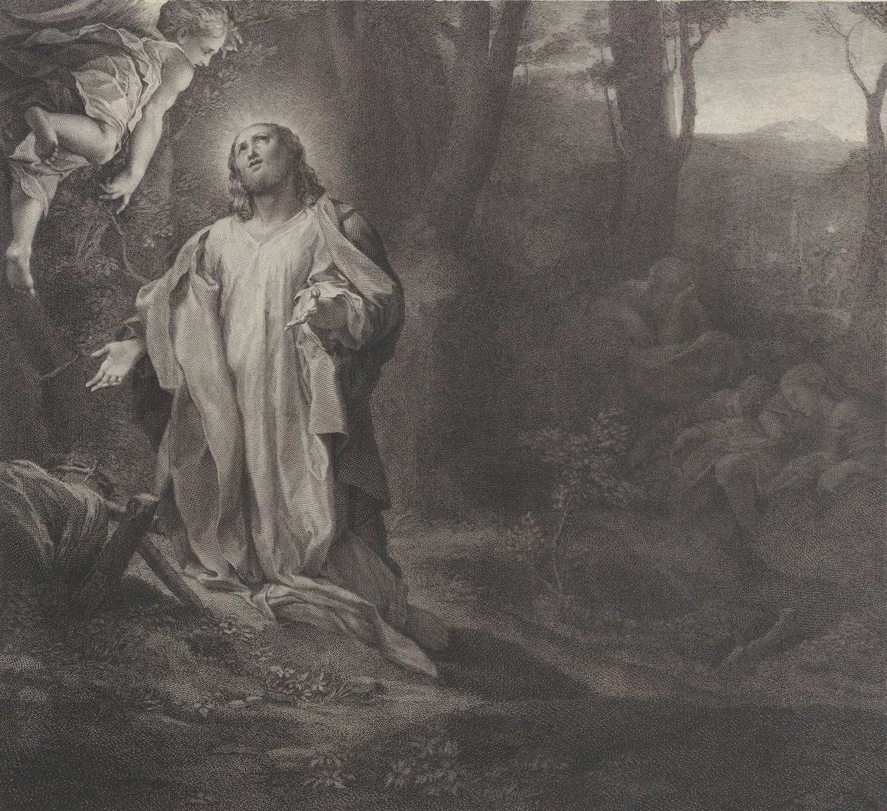 Kristus Öljymäellä, enkeli ylävasemmalla, 1783-1812. tekijältä Stefano Tofanelli