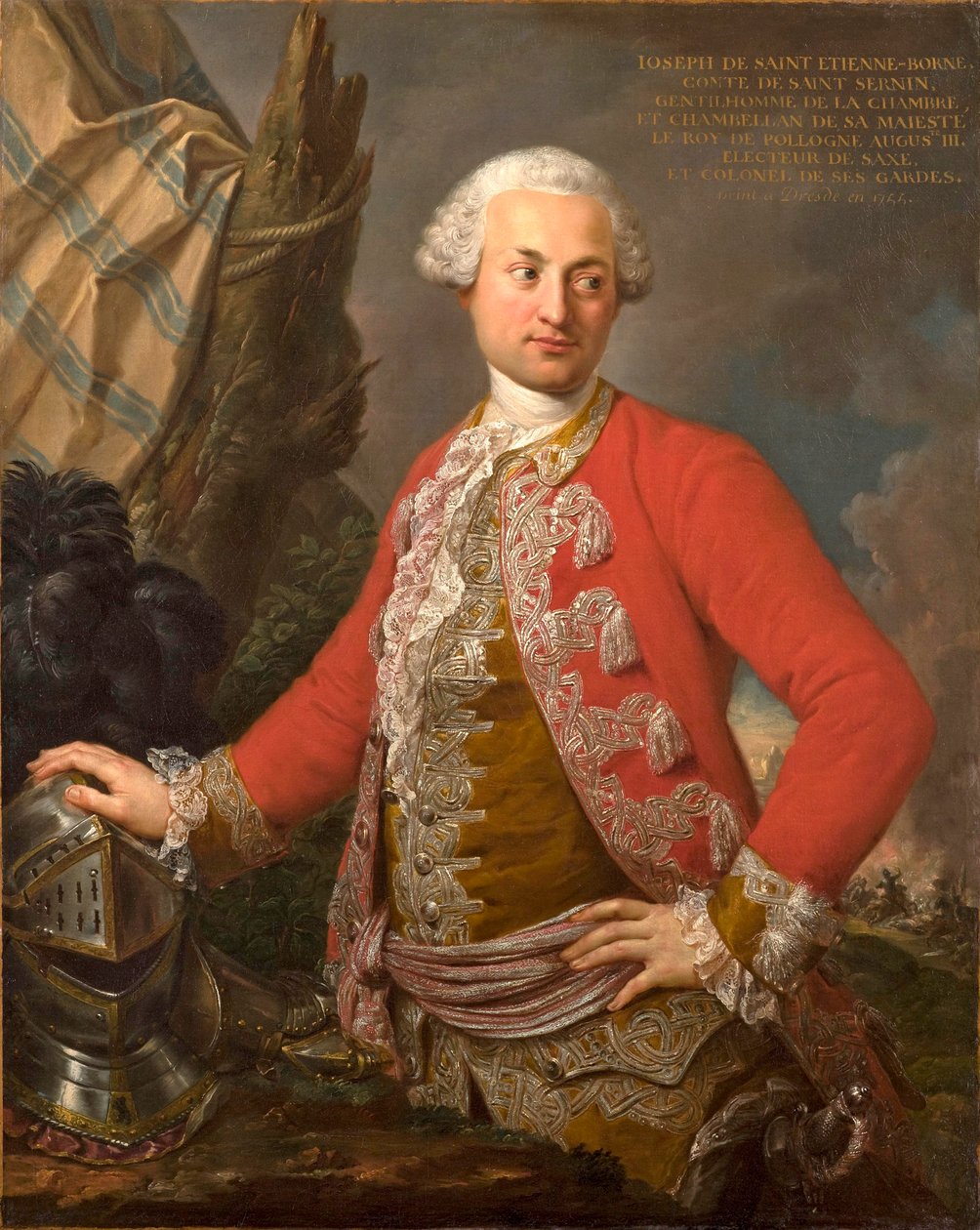 Joseph de Saint Étienne Bornen, kreivi de Saint Serninin, Puolan kuninkaallisen ja vaaliruhtinaan kamarlainin, kaartin kapteenin ja jalkaväen kenraaliadjutantin muotokuva, 1755 tekijältä Stefano Torelli