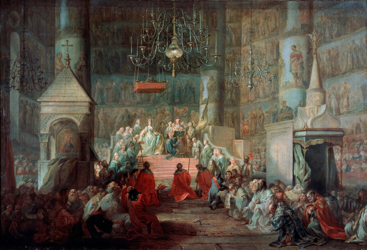 Venäjän keisarinna Katariina II:n kruunajaiset 12.9.1762, 1777. tekijältä Stefano Torelli