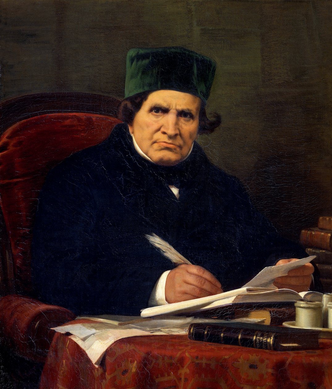 Stefano Ussin (1822-1901) italialaisen näytelmäkirjailijan ja isänmaan Giovan Battista Niccolinin muotokuva, öljy kankaalle, 68x74 cm tekijältä Stefano Ussi