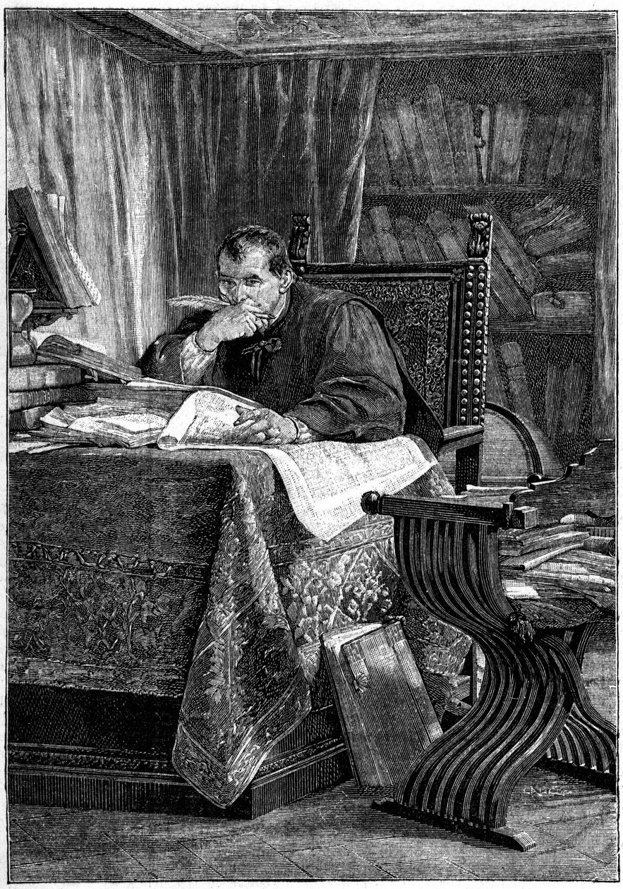 Bernardo dei Machiavellin muotokuva Niccolosta (Nicolas Machiavel tekijältä Stefano Ussi