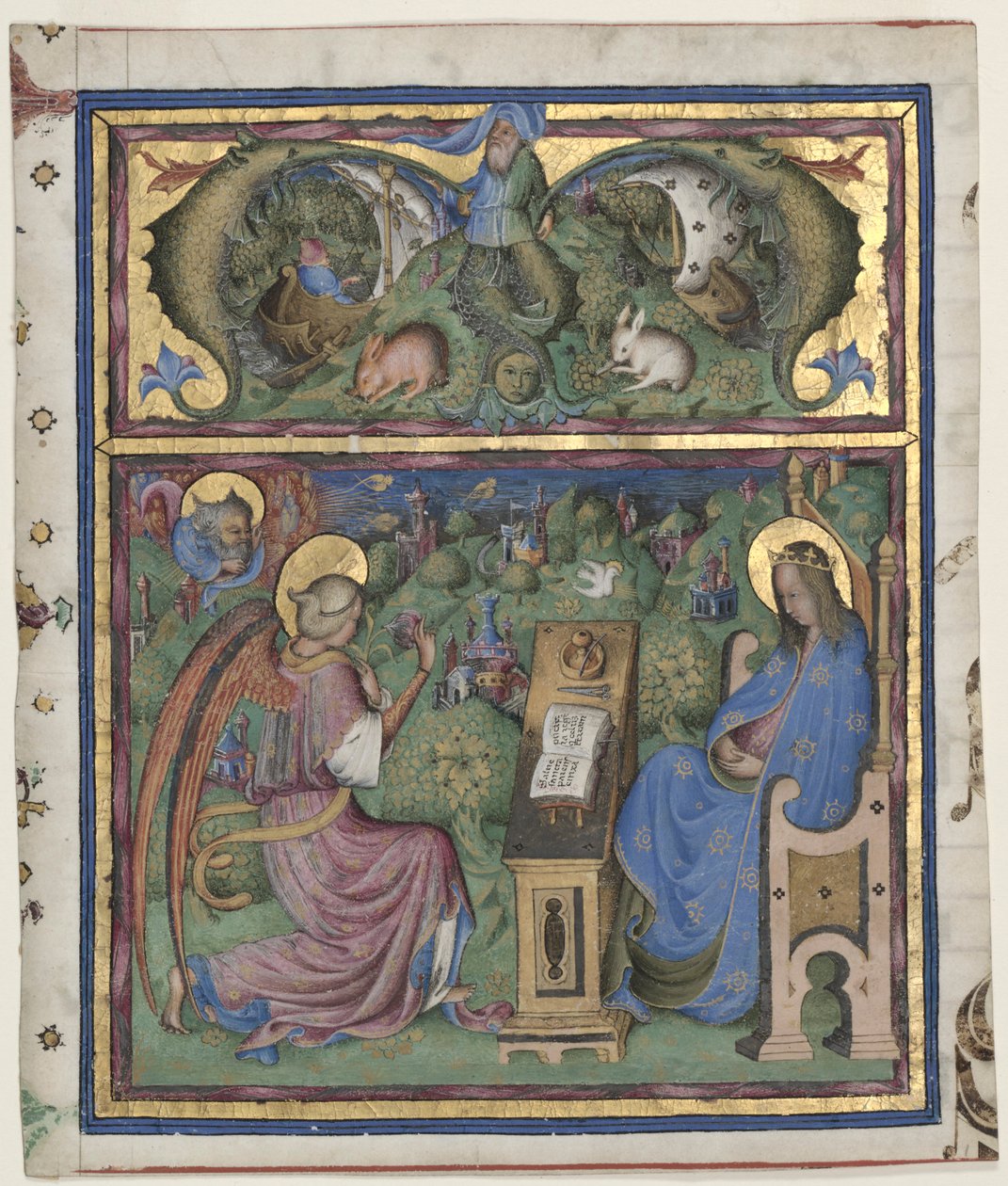 Alkuperäinen M[issus est] Poistettu antifonaarista: Annunciation, 1430-1438. tekijältä Stefano da Verona