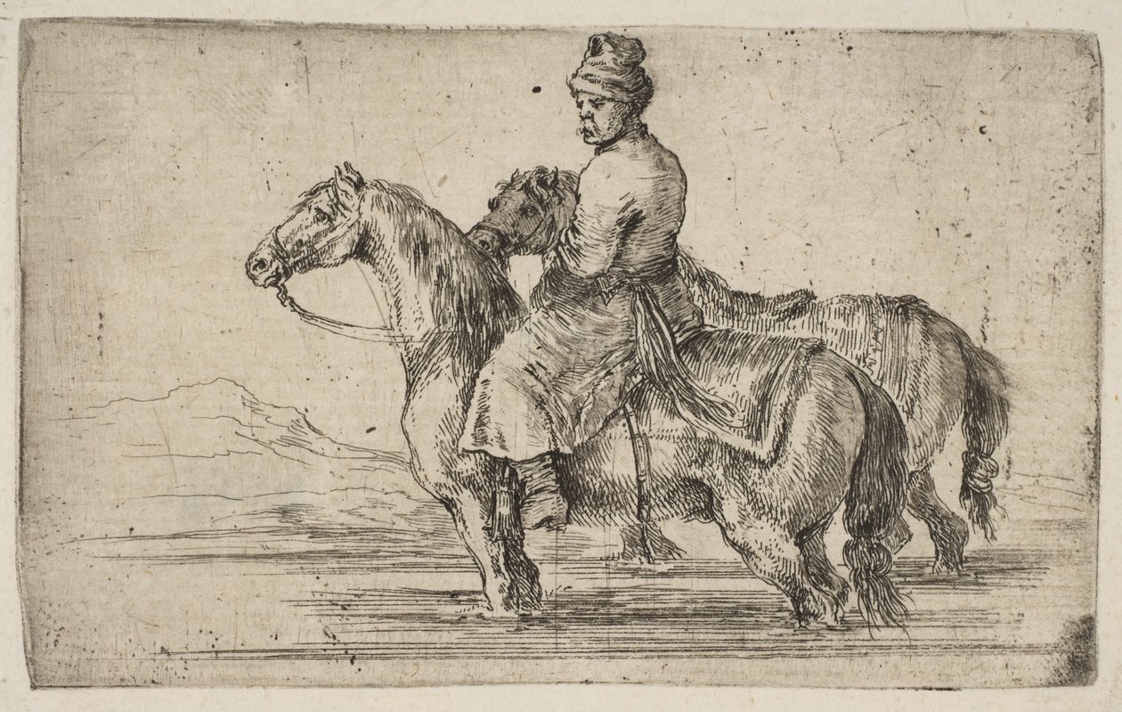Puolalainen sulhanen uimahevosia, n. 1662. tekijältä Stefano della Bella