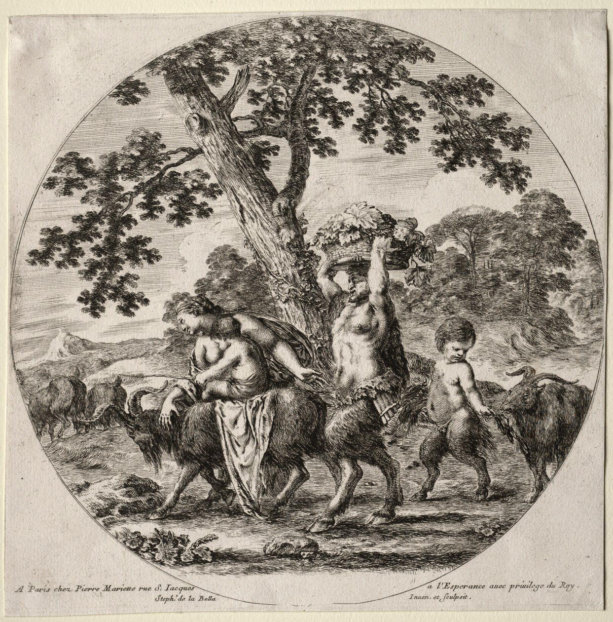 Satyr-perhe matkustaa. tekijältä Stefano della Bella