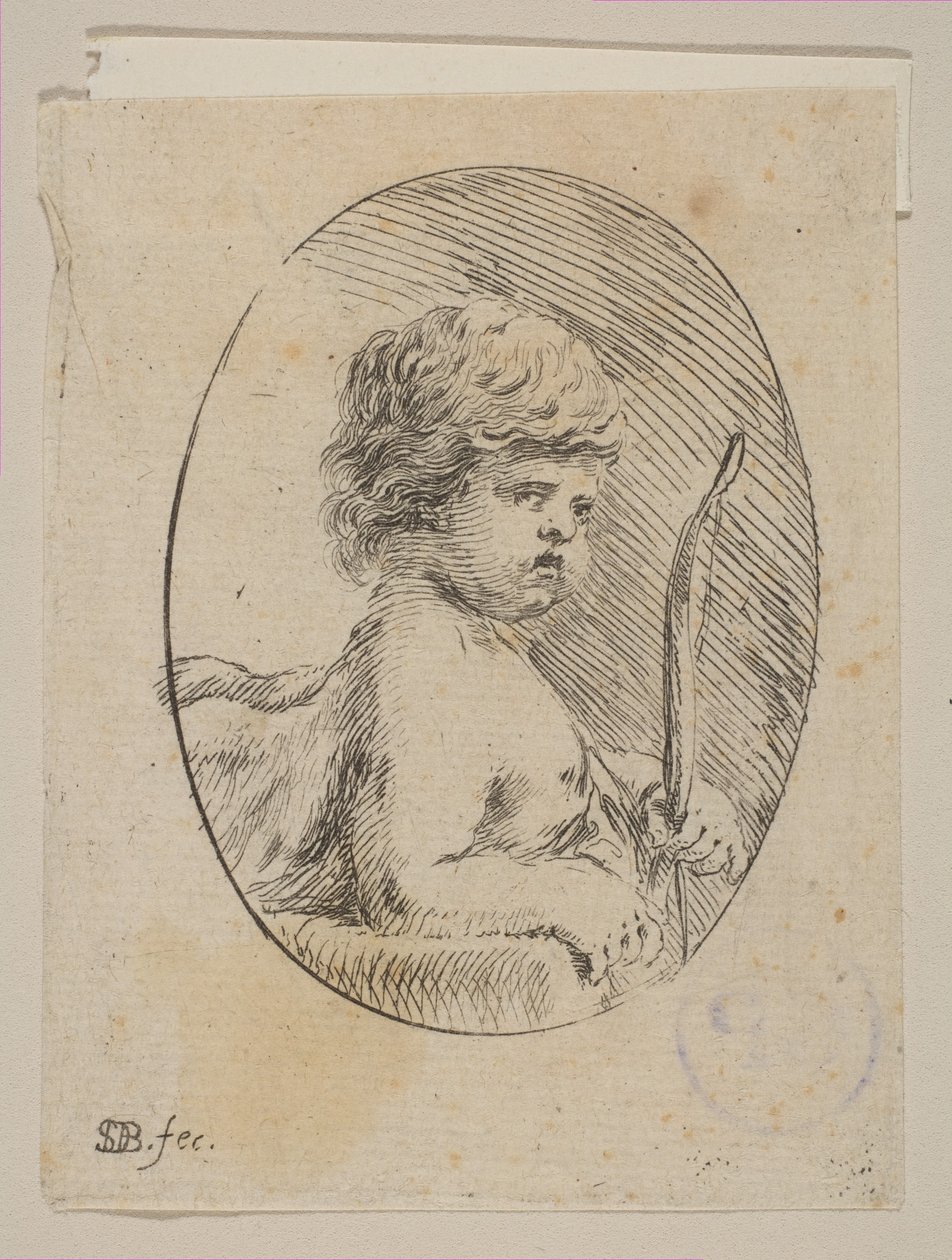 Pieni Amor jousineen, kohdasta "Eri hahmot ja doodles" Diverses figures et gr..., n. 1646. tekijältä Stefano della Bella