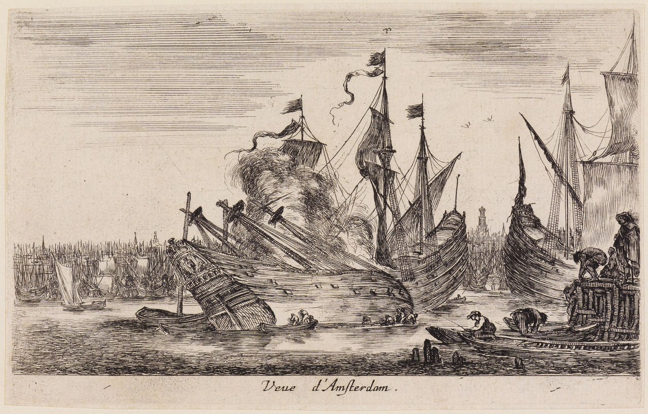 Näkymiä merisatamista (Vues de ports de mer): Näkymä Amsterdamista tekijältä Stefano della Bella