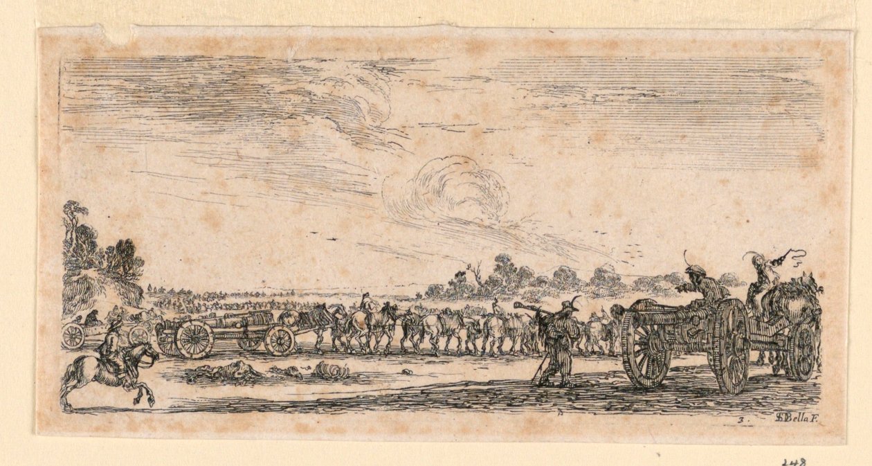 Taistelukohtaus, "Designs of Some Troop Conduct, Cannons, and Town Attacks" tekijältä Stefano della Bella