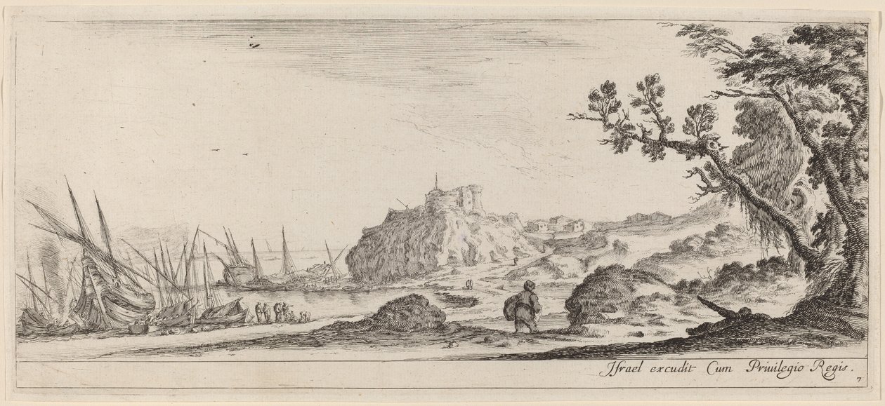 Veneitä meren rannalla vuonna 1647 tai ennen sitä. tekijältä Stefano della Bella