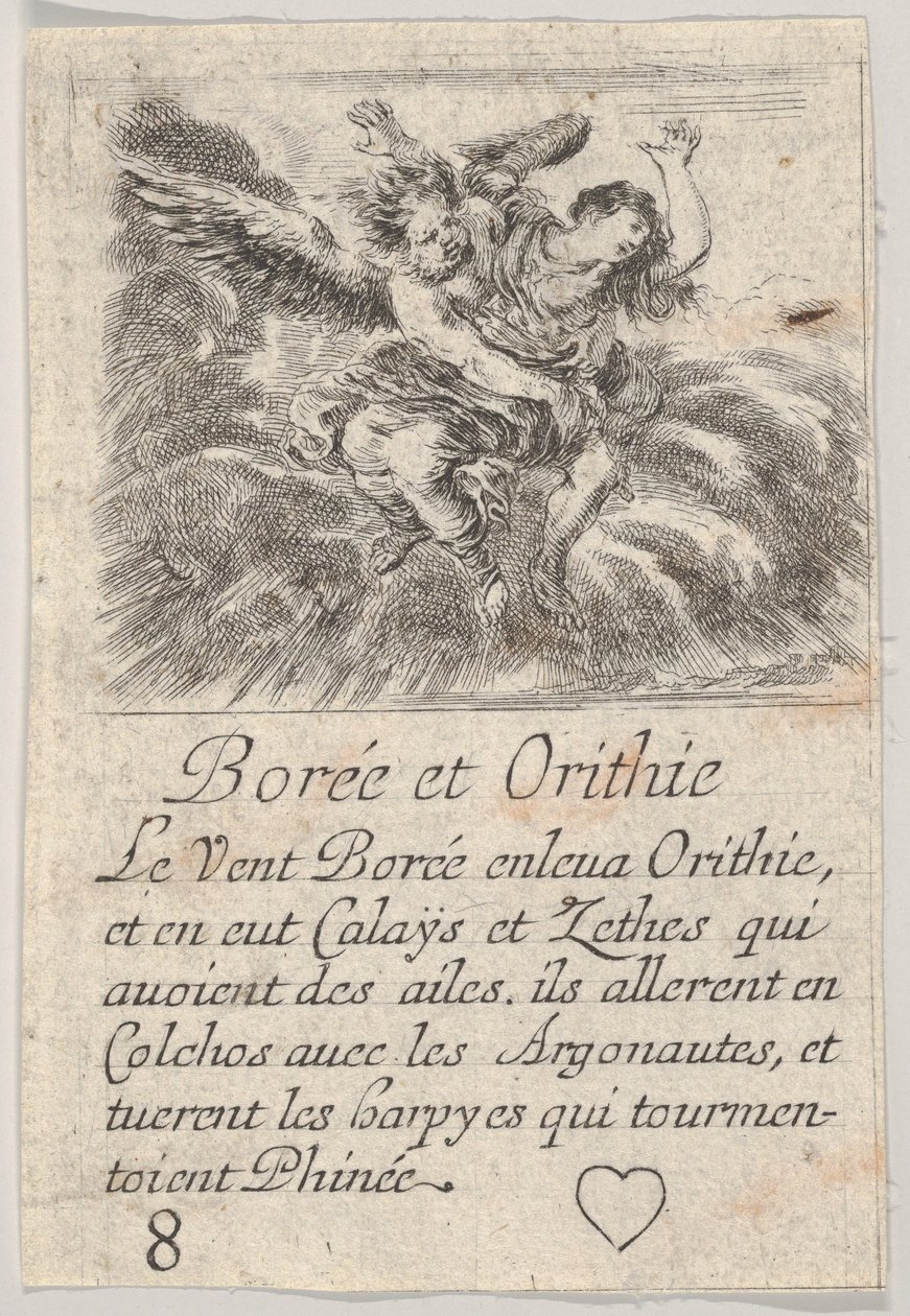 Boreas ja Orithyia, Game of Mythology Jeu de la Mythologie, 1644. tekijältä Stefano della Bella