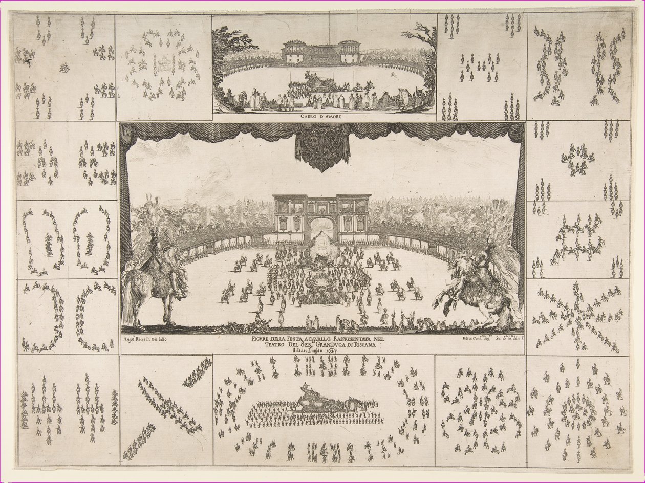 Karuselli Firenzessä suurherttua Ferdinand II:n häille, 1637. tekijältä Stefano della Bella
