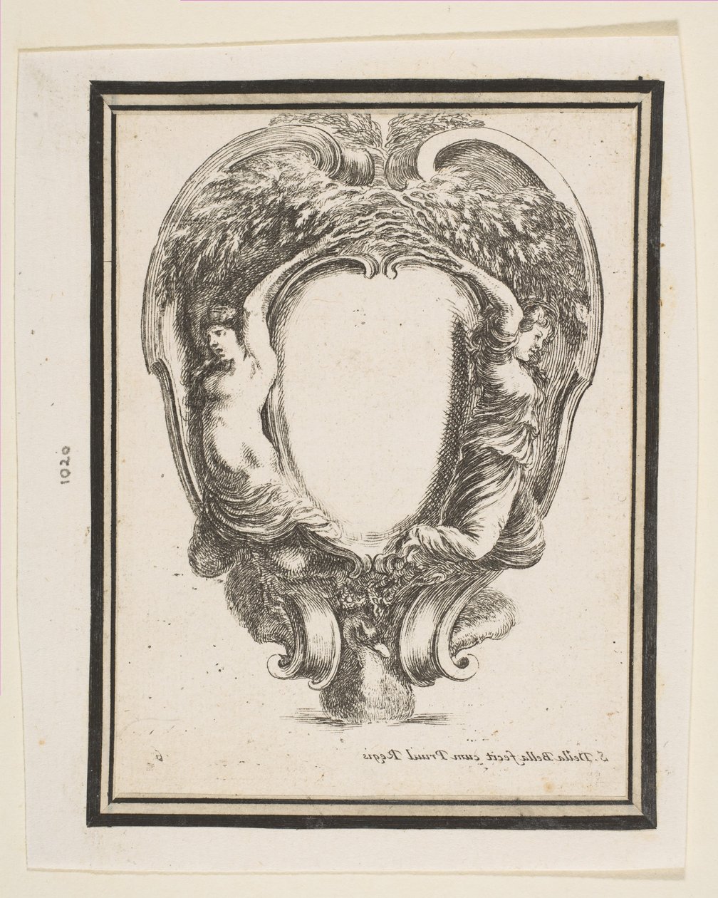 Cartouche ankan ja nymfien kanssa, 1647. tekijältä Stefano della Bella