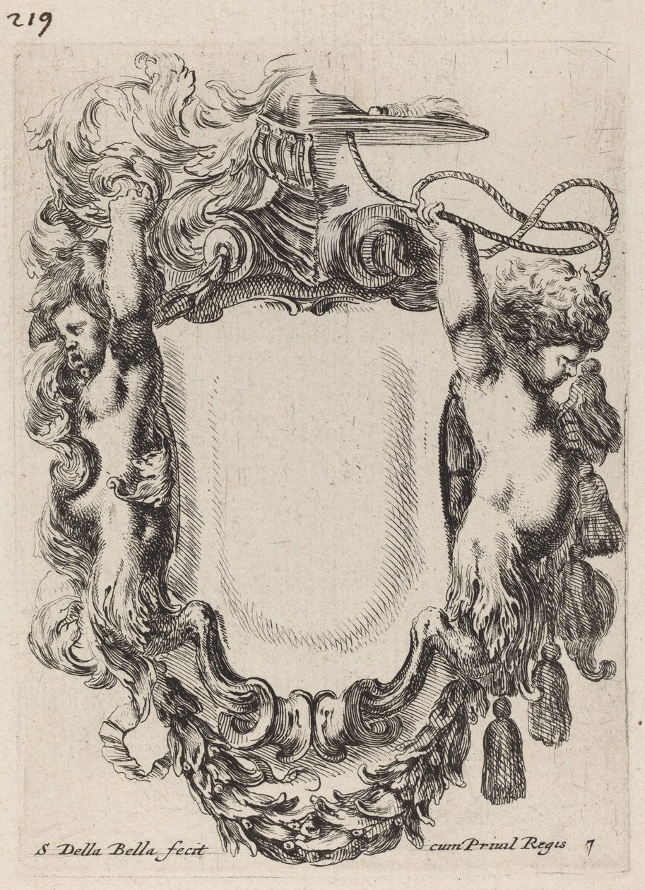 Cartouche infant Satyrsin kanssa tekijältä Stefano della Bella