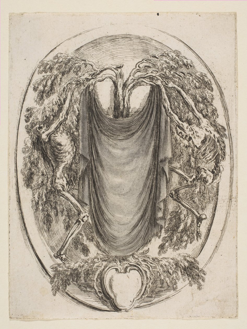 Cartouche luurankoilla, 1647. tekijältä Stefano della Bella