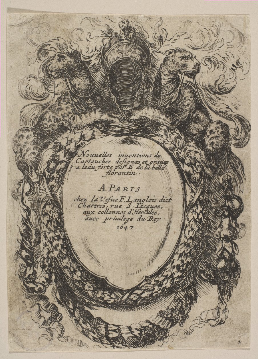 Kasetti, jonka otsikko on: Uudet patruunoiden keksinnöt, 1647. tekijältä Stefano della Bella