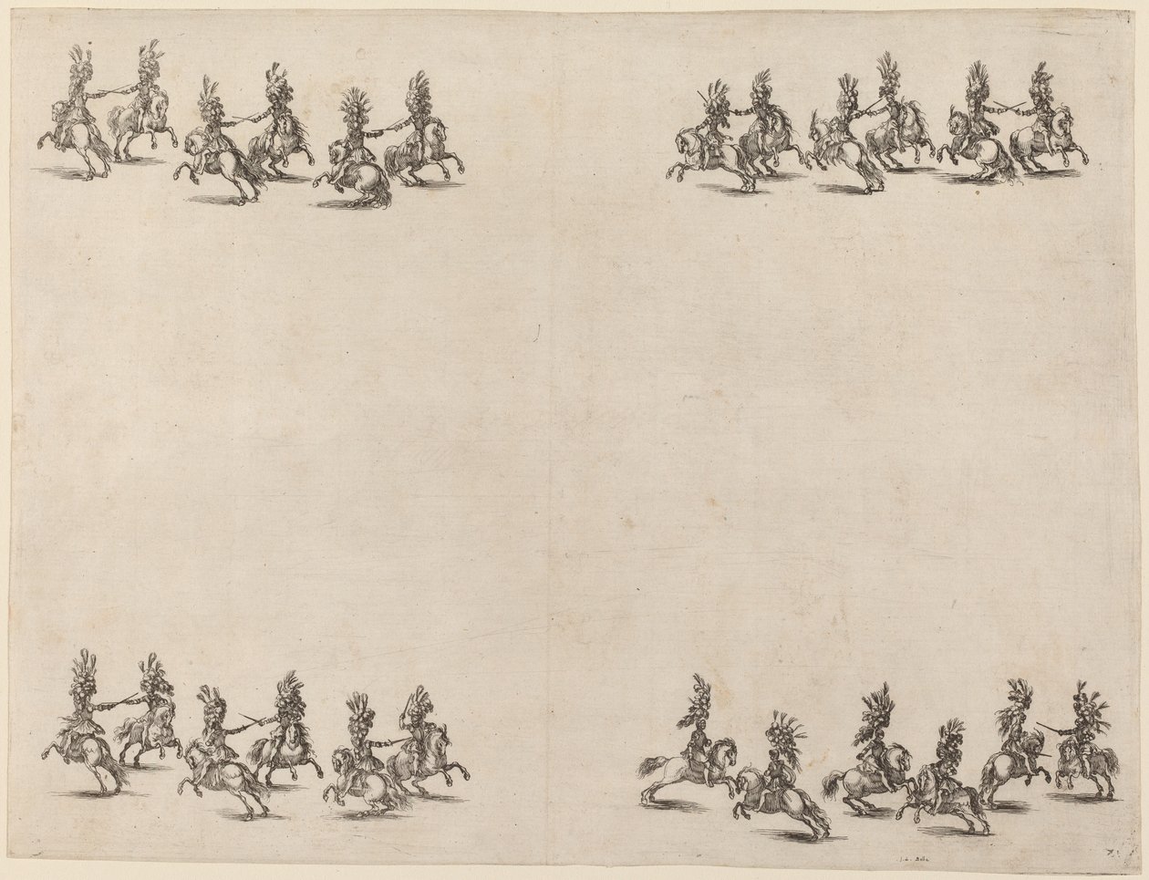 Cavaliers taistelevat miekoilla, 1652. tekijältä Stefano della Bella