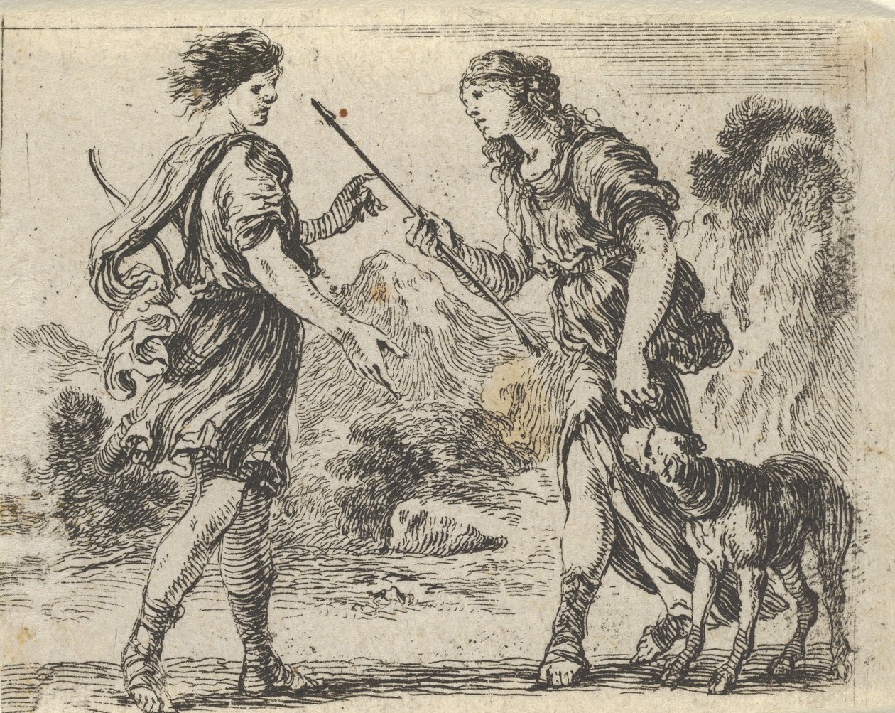 Cephalus ja Procris, Game of Mythology Jeu de la Mythologie, 1644. tekijältä Stefano della Bella