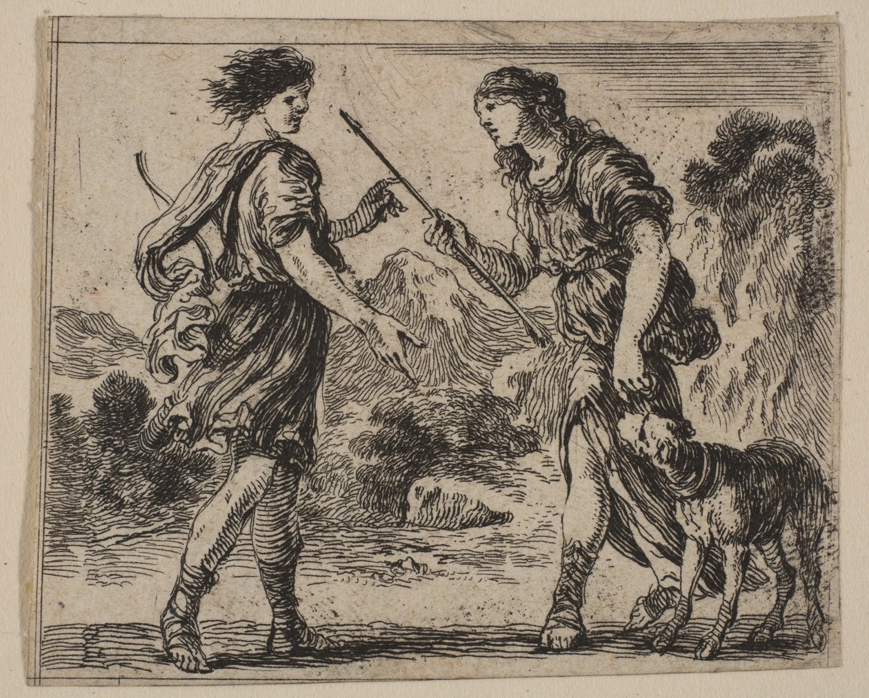 Cephalus ja Procris, Game of Mythology Jeu de la Mythologie, 1644. tekijältä Stefano della Bella