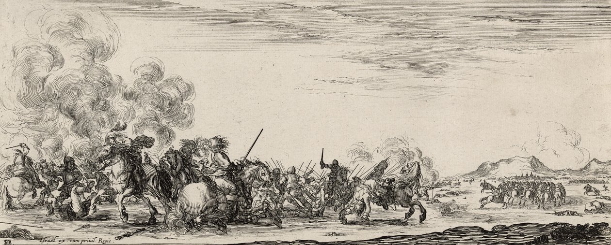 Choc de Cavalerie (etsaus paperille) tekijältä Stefano della Bella