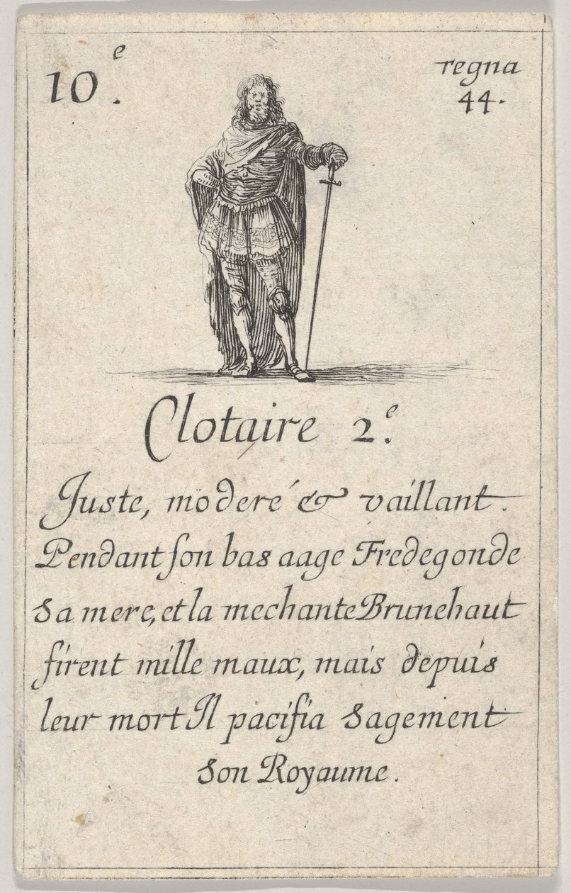 Clotaire 2.-e Kohtuullinen, kohtalainen..., Game of the Kings of France Jeu des Rois de Fran..., 1644. tekijältä Stefano della Bella