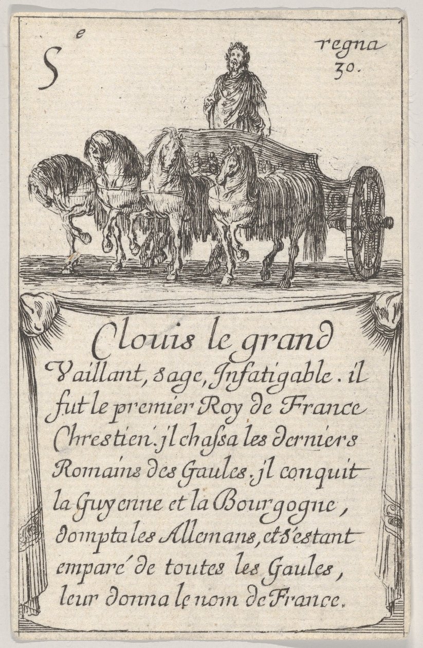 Clovis le grand Vaillant, sage..., Game of the Kings of France Jeu des Rois de F..., 1644. tekijältä Stefano della Bella