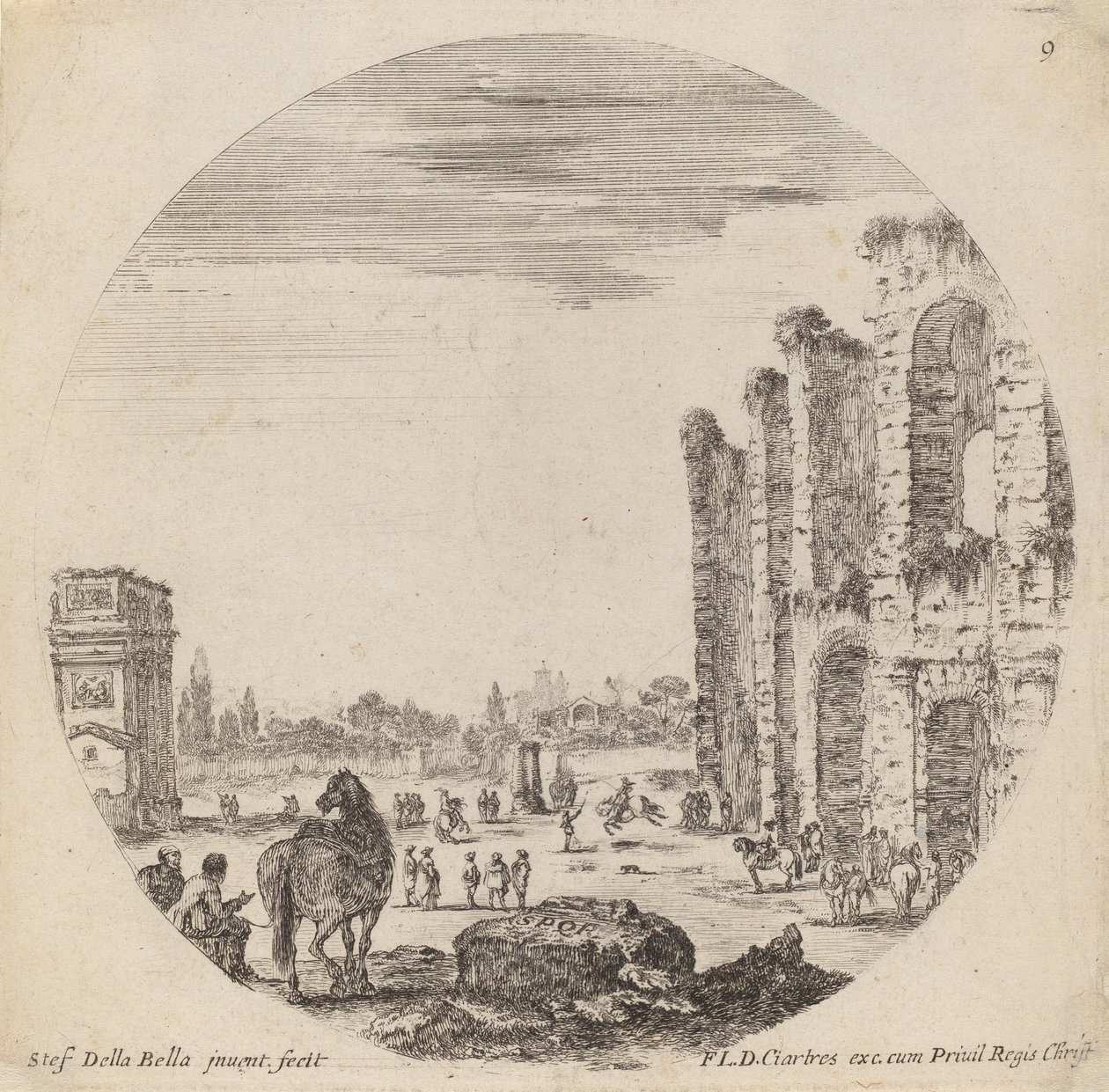 Colosseum ja Konstantinuksen kaari, 1646. tekijältä Stefano della Bella