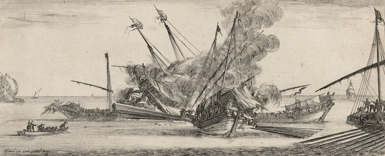 Combat Naval (etsaus paperille) tekijältä Stefano della Bella