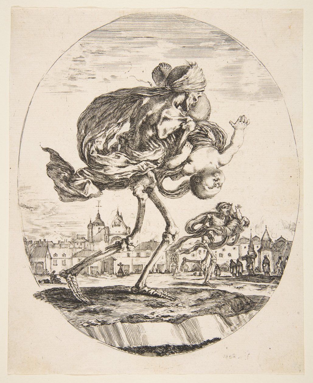 Death Carrying an Infant, viidestä kuolemasta Les cinq Morts, n. 1648. tekijältä Stefano della Bella