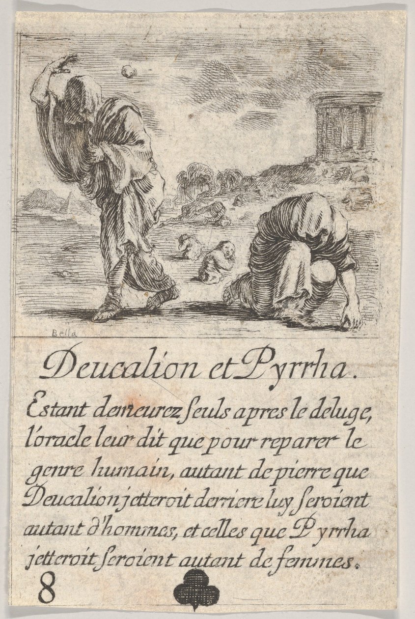Deucalion ja Pyrrha, Game of Mythology Jeu de la Mythologie, 1644. tekijältä Stefano della Bella