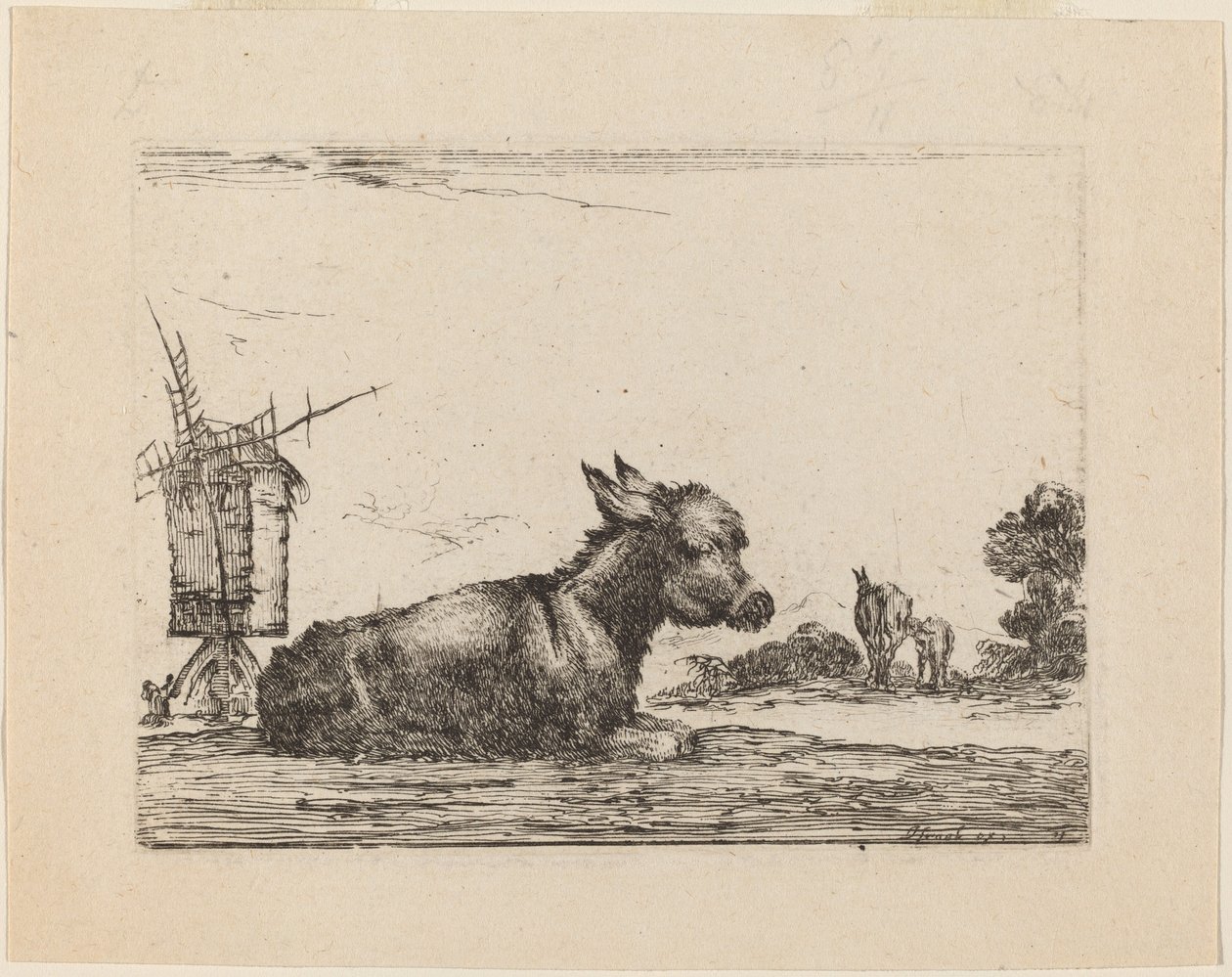 Aasin lepää, 1642. tekijältä Stefano della Bella