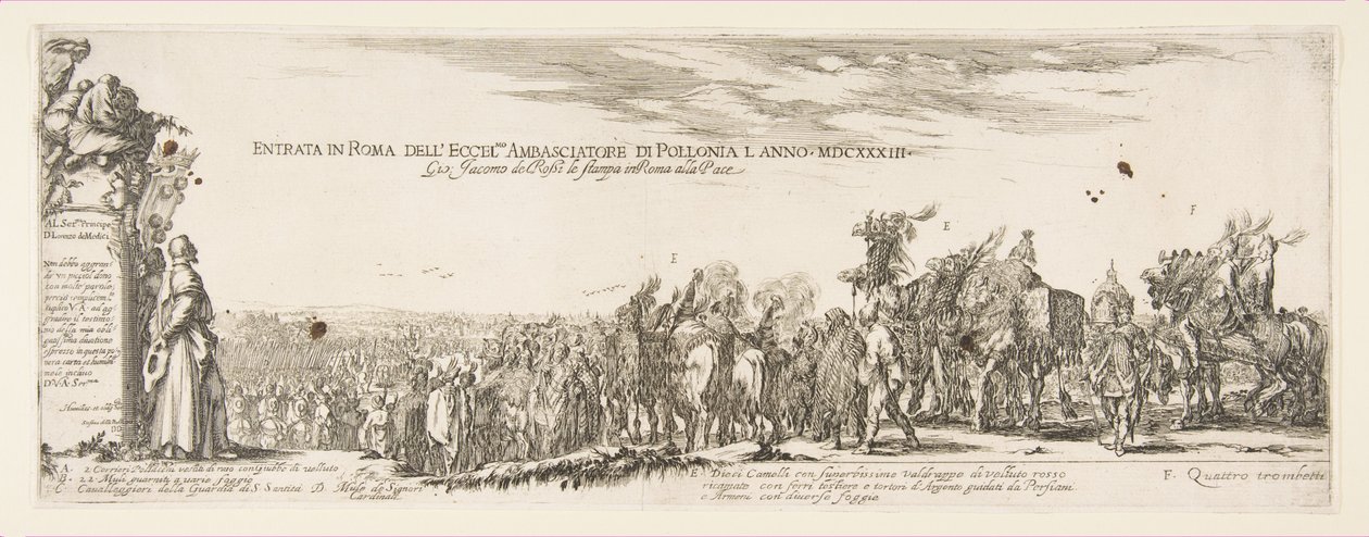 Puolan lähetystön saapuminen Roomaan, 1633. tekijältä Stefano della Bella