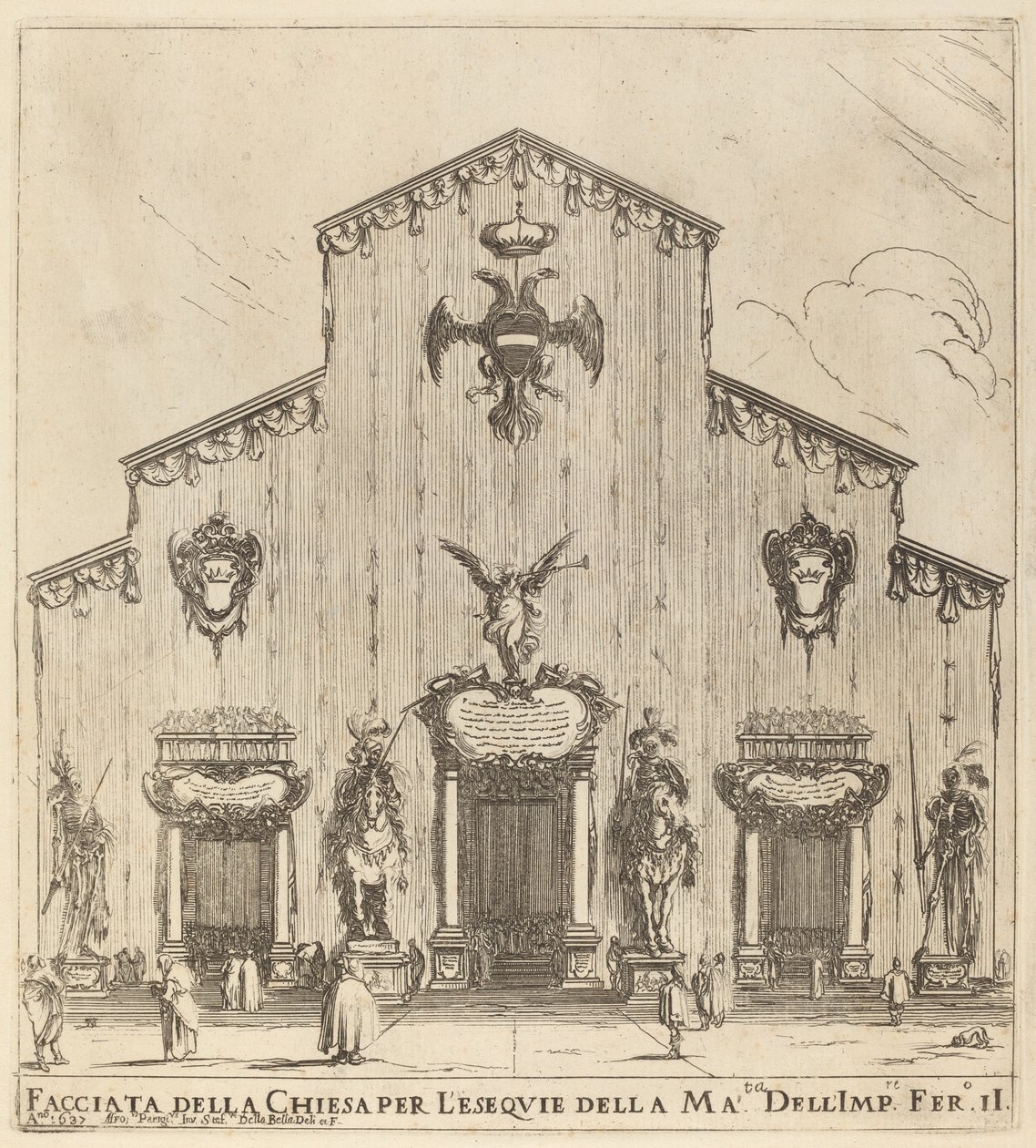 San Lorenzon kirkon julkisivu Firenzessä, 1637. tekijältä Stefano della Bella