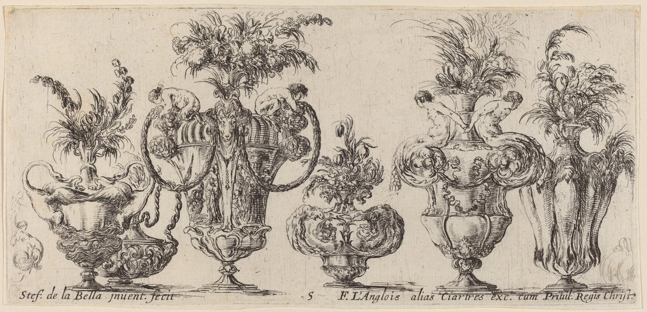 Upeita maljakoita, luultavasti vuodelta 1646. tekijältä Stefano della Bella