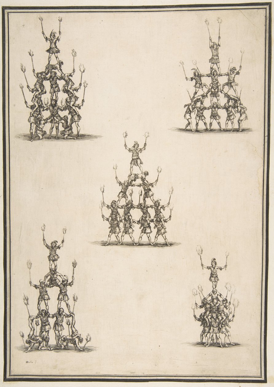 Viisi akrobaattiryhmää, 1652. tekijältä Stefano della Bella