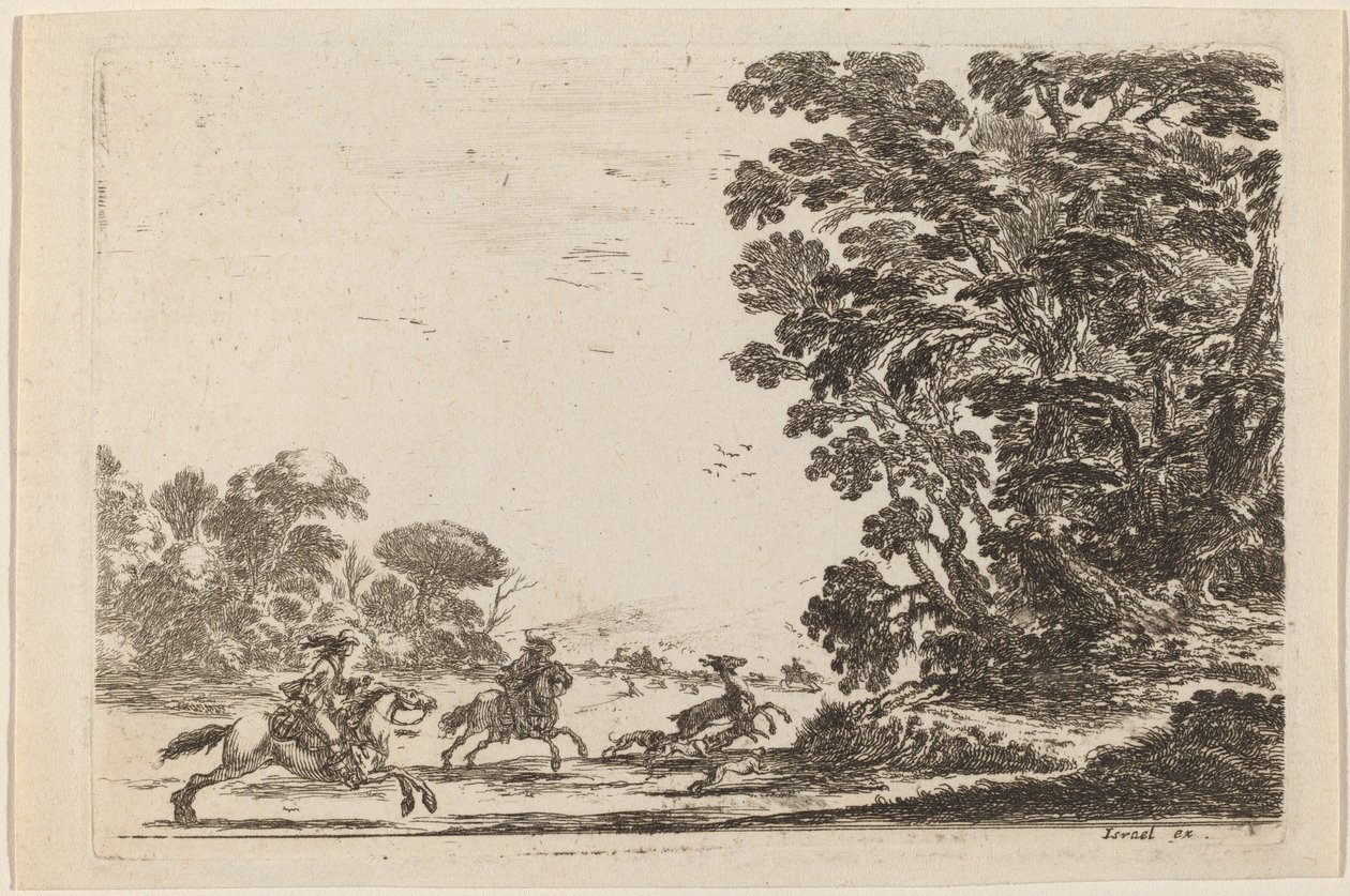 Metsä peuranmetsästyksen kanssa, 1642. tekijältä Stefano della Bella