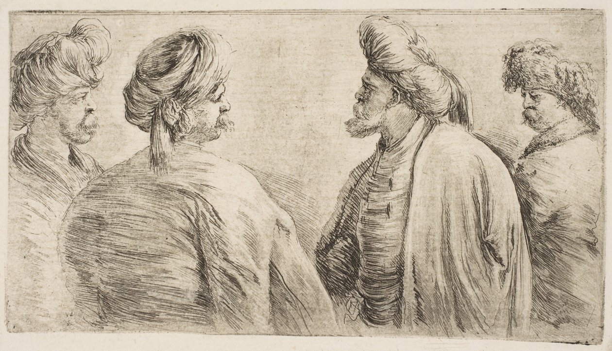 Neljä turkkilaista, puolipitkä, n. 1662. tekijältä Stefano della Bella