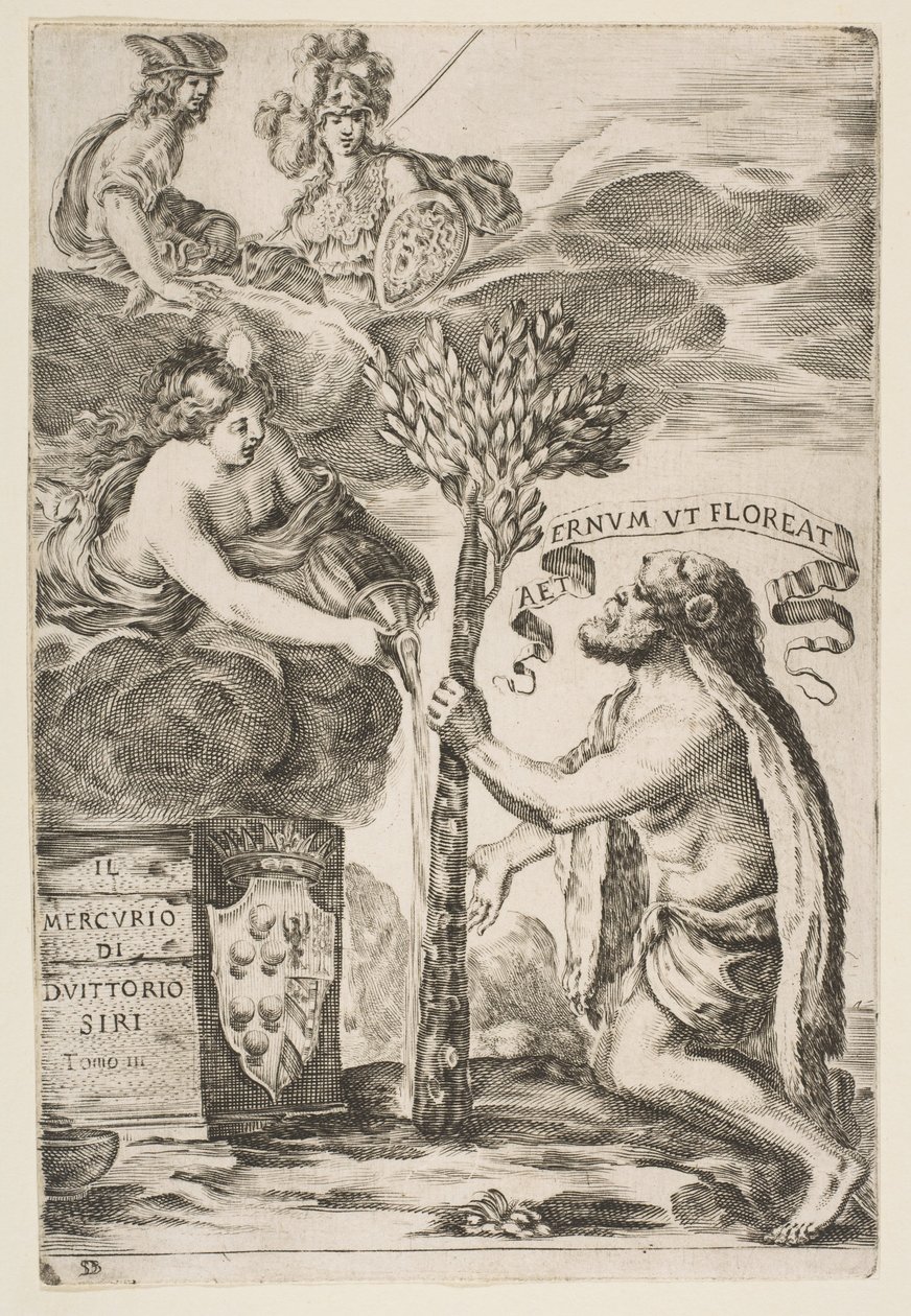 Il Mercurion etukappale, III: Hercules Planting His Club, 1652. tekijältä Stefano della Bella