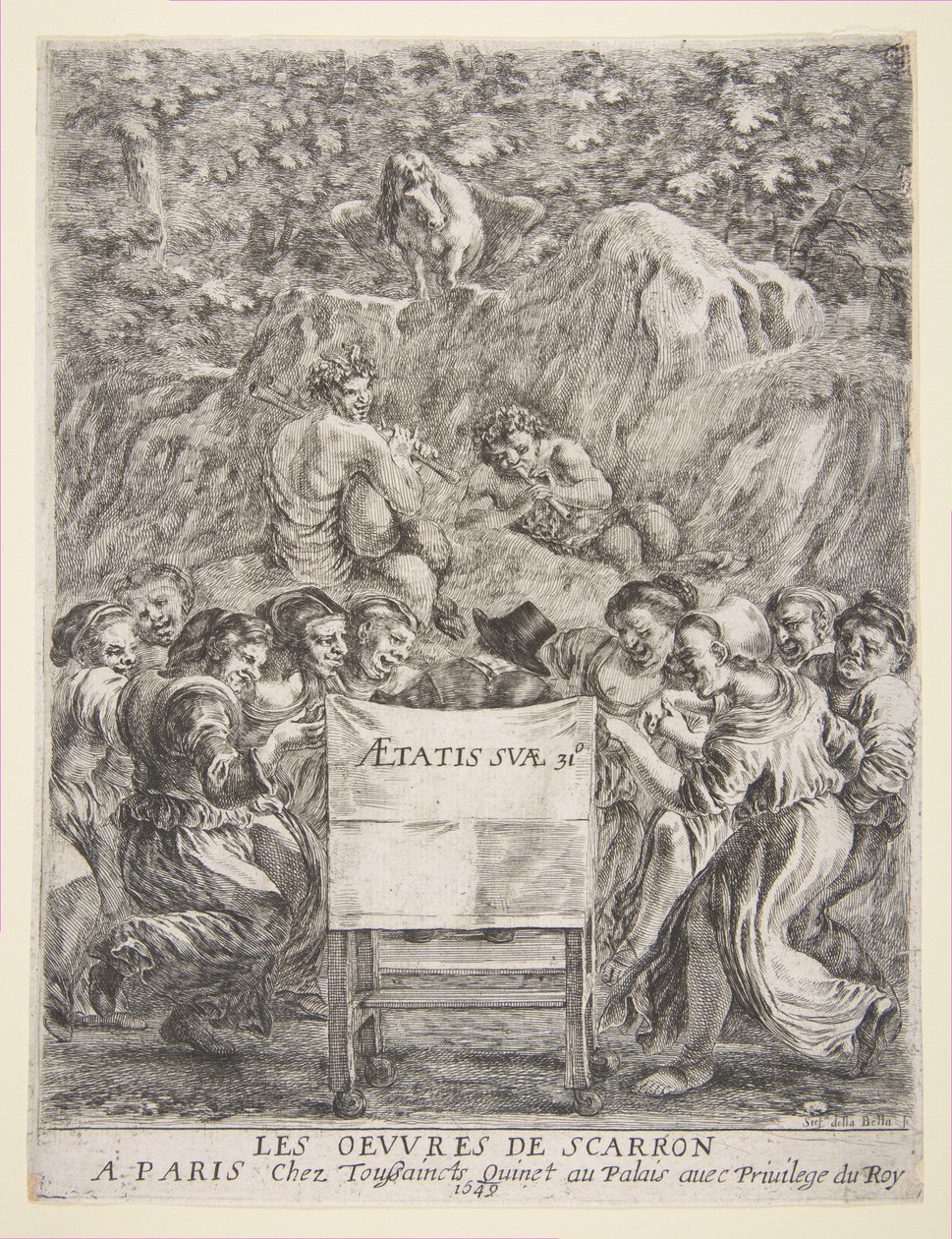 Les Oeuvres de Scarronin etupuoli, 1649. tekijältä Stefano della Bella