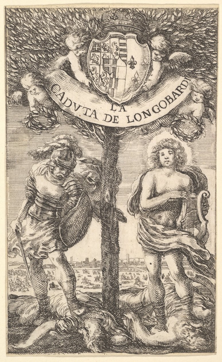 Etukappale elokuvalle The Fall of Longobardi La Caduta de Longobardi, runoja Sigismond B ..., 1656. tekijältä Stefano della Bella