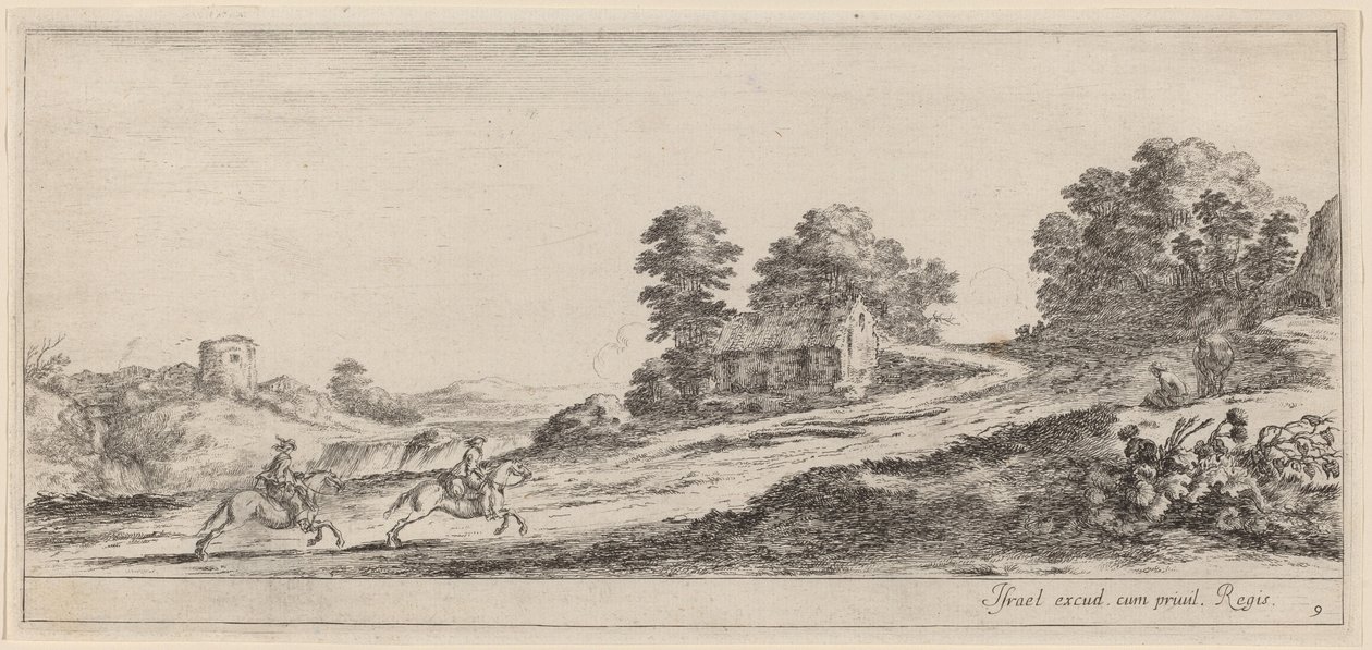 Laukkaavat hevosmiehet vuonna 1647 tai ennen sitä. tekijältä Stefano della Bella
