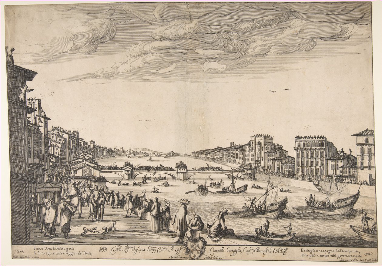 Game of the Bridge, Pisa, 1634. tekijältä Stefano della Bella