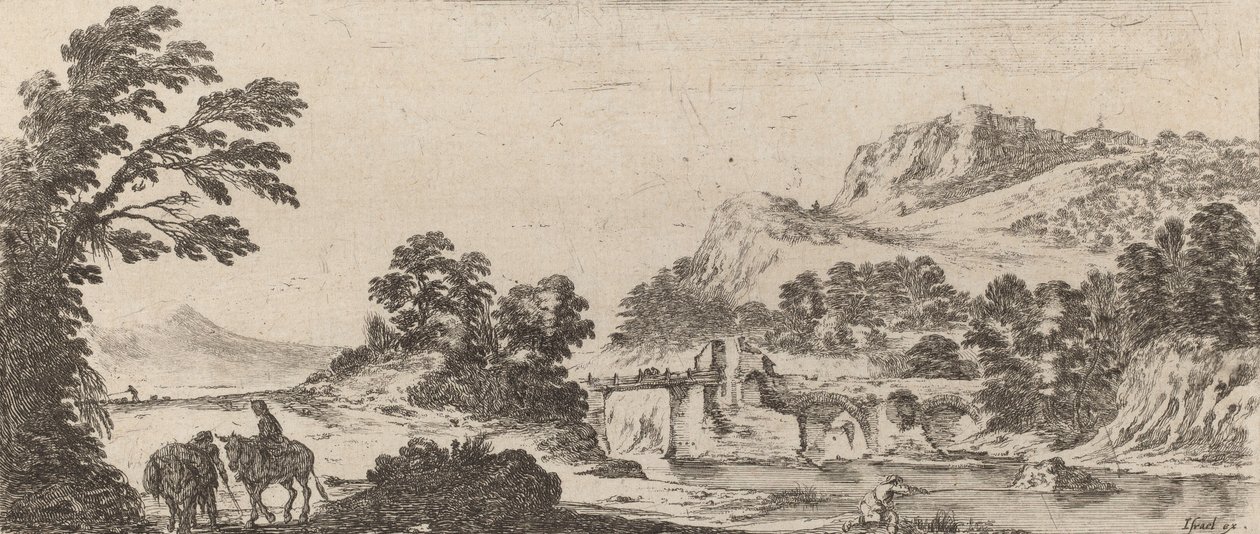 Maisema sillan kanssa, 1641. tekijältä Stefano della Bella