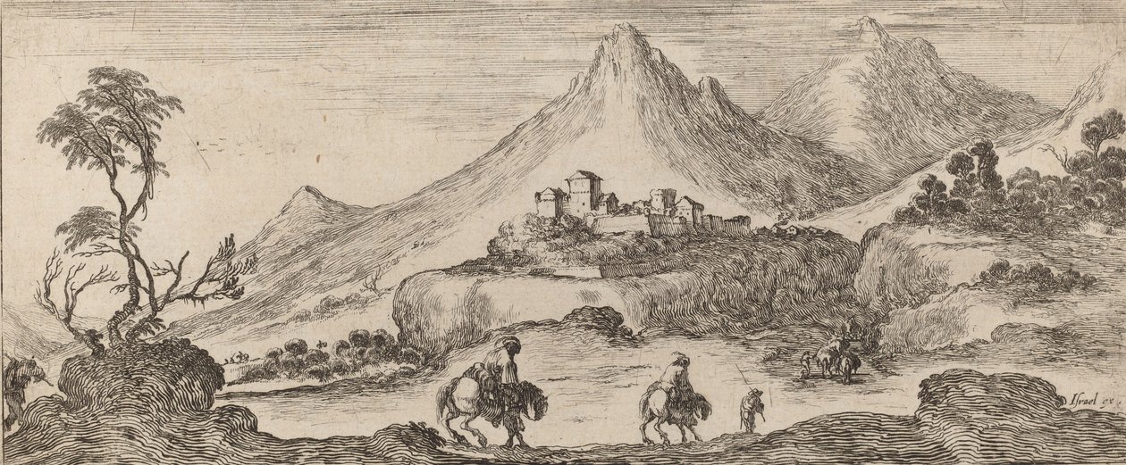 Maisema linnan kanssa, 1641. tekijältä Stefano della Bella