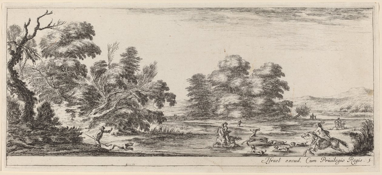 Maisema Deer Huntilla vuonna 1647 tai sitä ennen. tekijältä Stefano della Bella